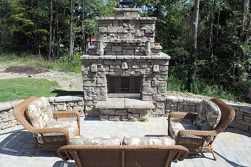 installed waterfall and concrete wall system with precast products